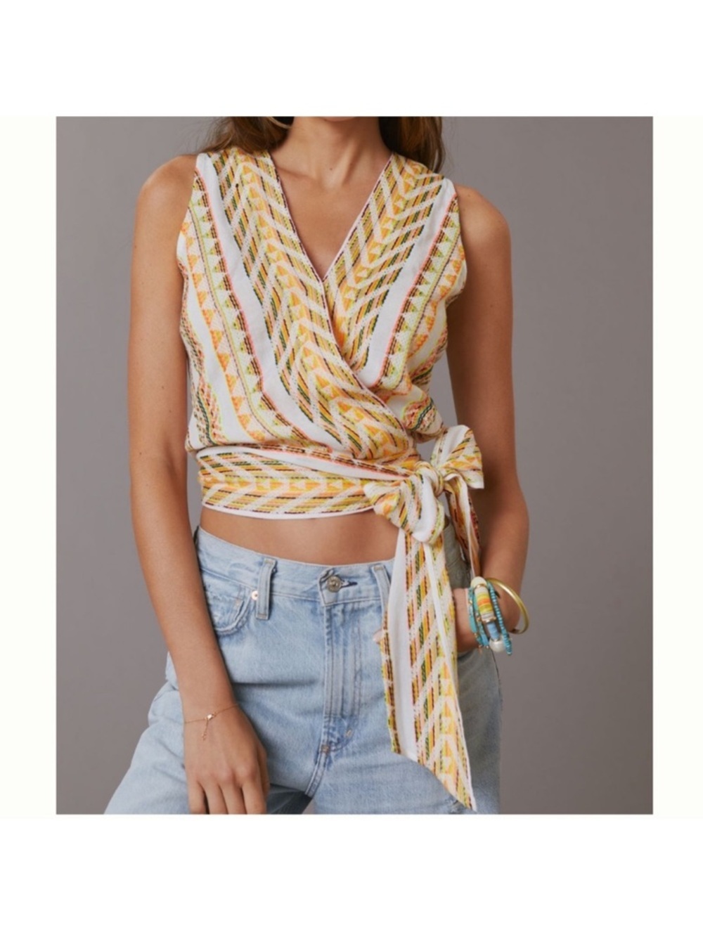 DOLAN Embroidered Wrap Top via ANTHROPOLOGIE M NWT